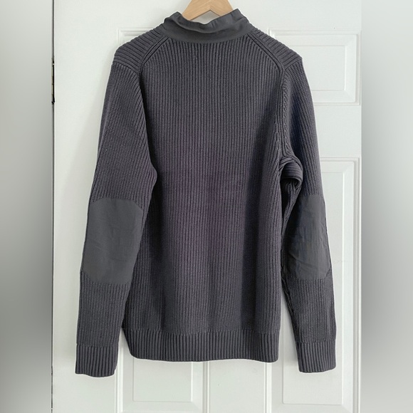 Duluth Trading Brigadier Sweater Men's Medium Gray Button Mock Elbow Patch NWT - Picture 5 of 11